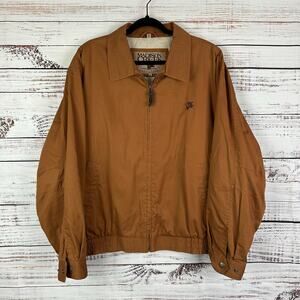 Mens Madison Creek Outfitters Brown Cotton Zip Bomber Jacket Embroidered Logo XL